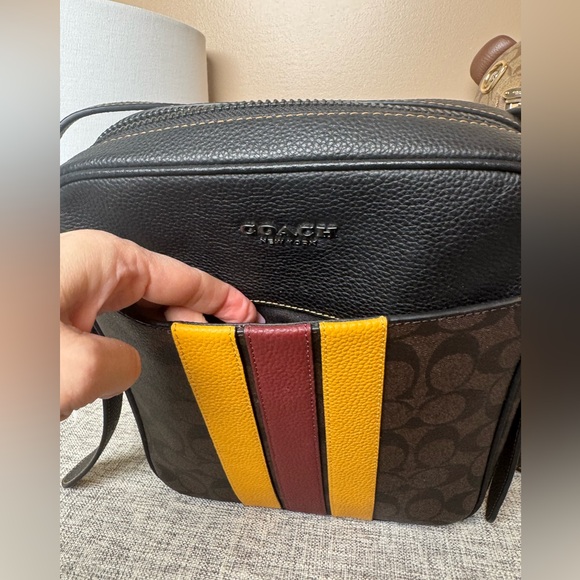$179 COACH MEN’S HUDSON  Crossbody 21 Bag In Signature Varsity Stripe - Picture 6 of 7